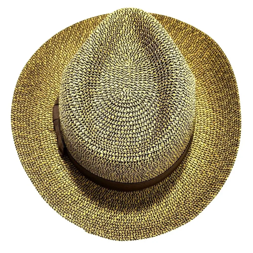 Sea 'n' Sand straw sun hat fedora style unisex tan brown black woven casual